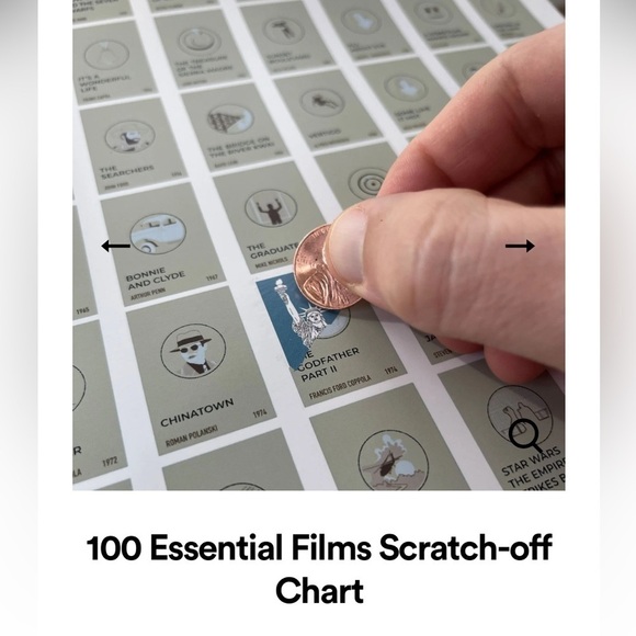 Essential Film Scratch Off Chart A Memento Poster for Movies w/ Scratch-Off foil - Picture 3 of 5